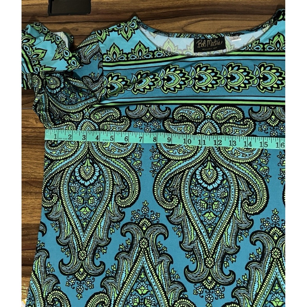 Bob Mackie Teal and Turquoise with green,Paisley design last photo best color! - Picture 6 of 12